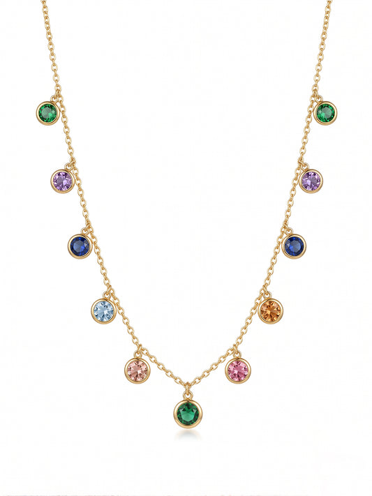 Multicoloured Stones Gold Necklace