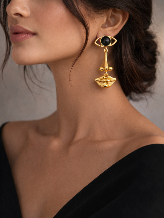 Nazar Palat ~ Abstract Face Statement Earrings