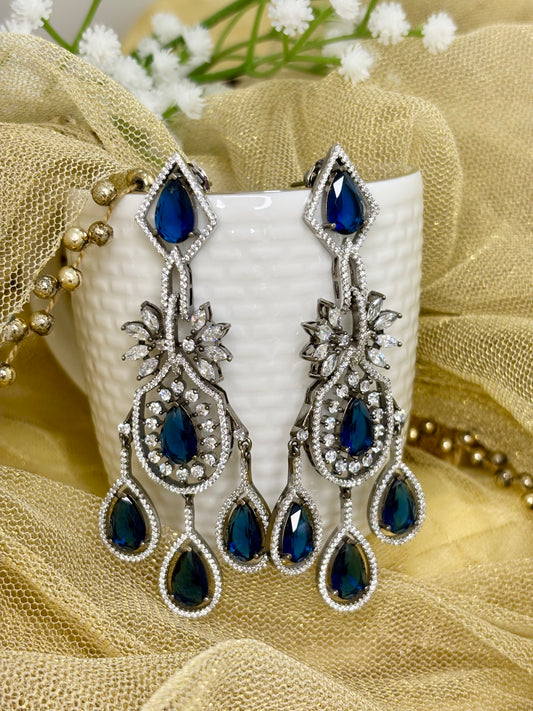 Midnight Elegance Sapphire Dangle Earrings