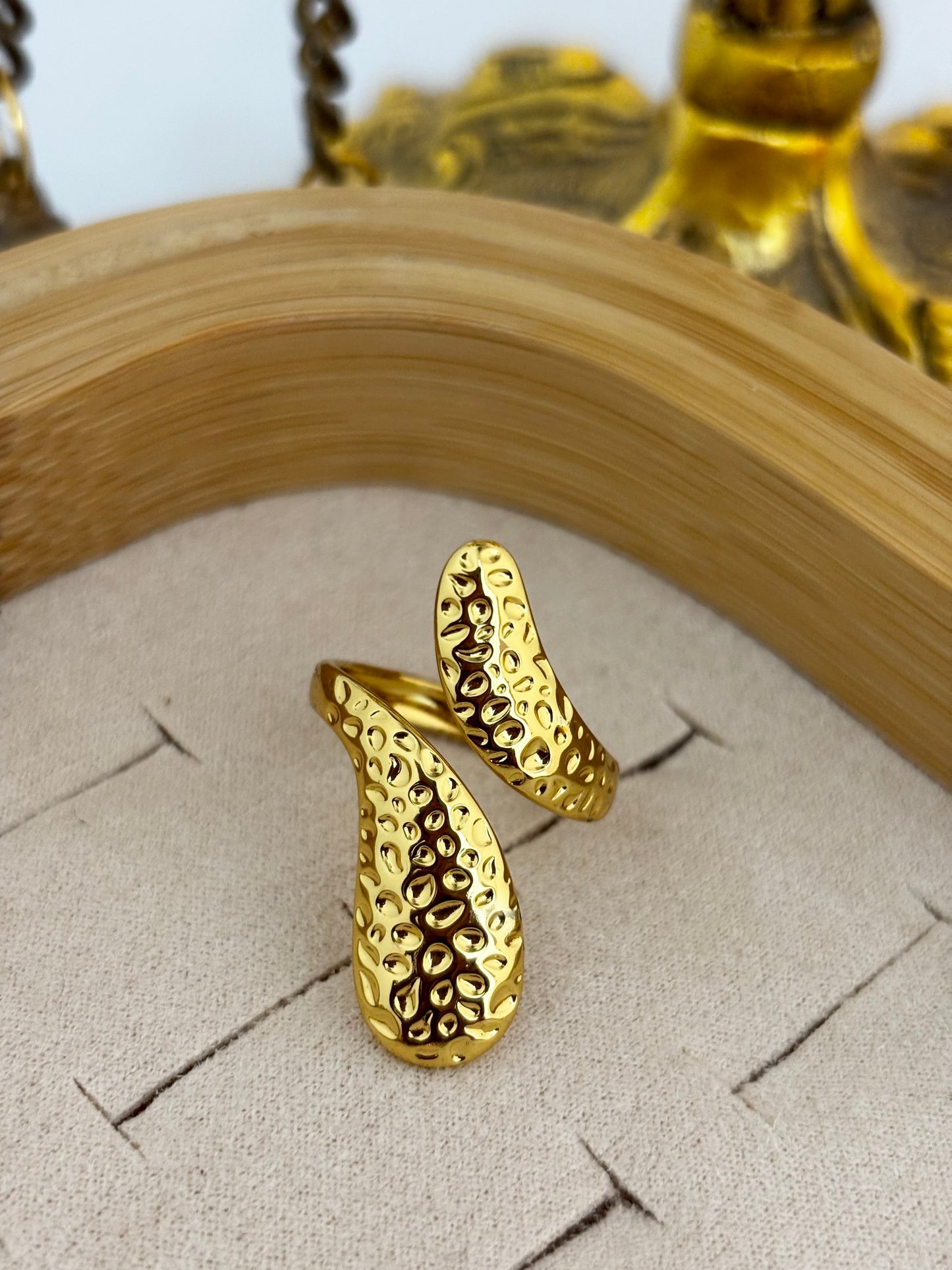 Textured Gold Statement Ring for Women | Anti Tarnish