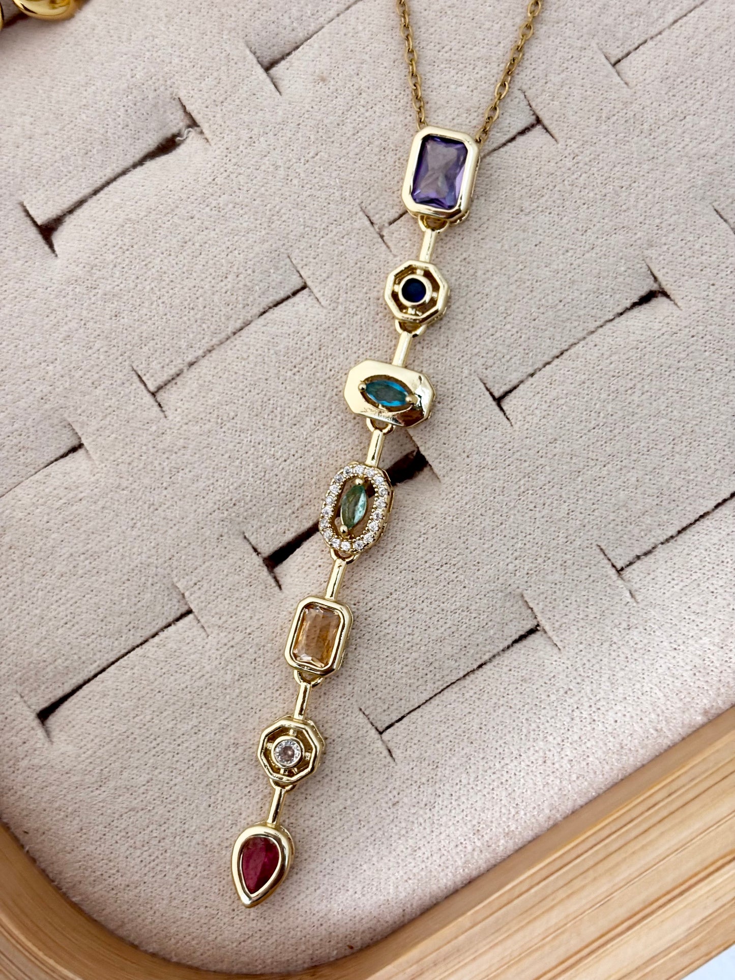 Viral Golden Multicolor Drop Necklace