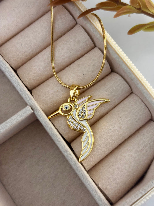 Humming Bird Necklace  | Anti Tarnish Gold Plated
