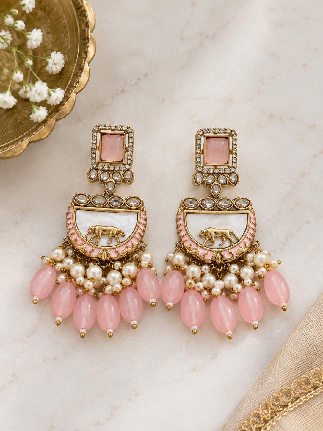 Mrinali Ethnic Chandbali | Weddings & Festivity (Pink)