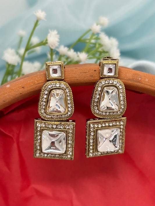 Kundan Charm Earrings (White)