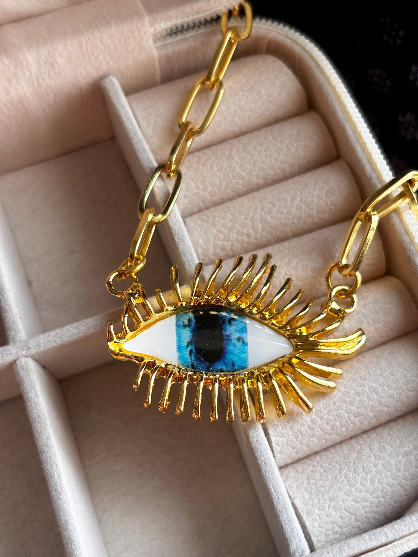 18kt Gold Plated Bold Evil Eye Statement Necklace | Non Tarnish