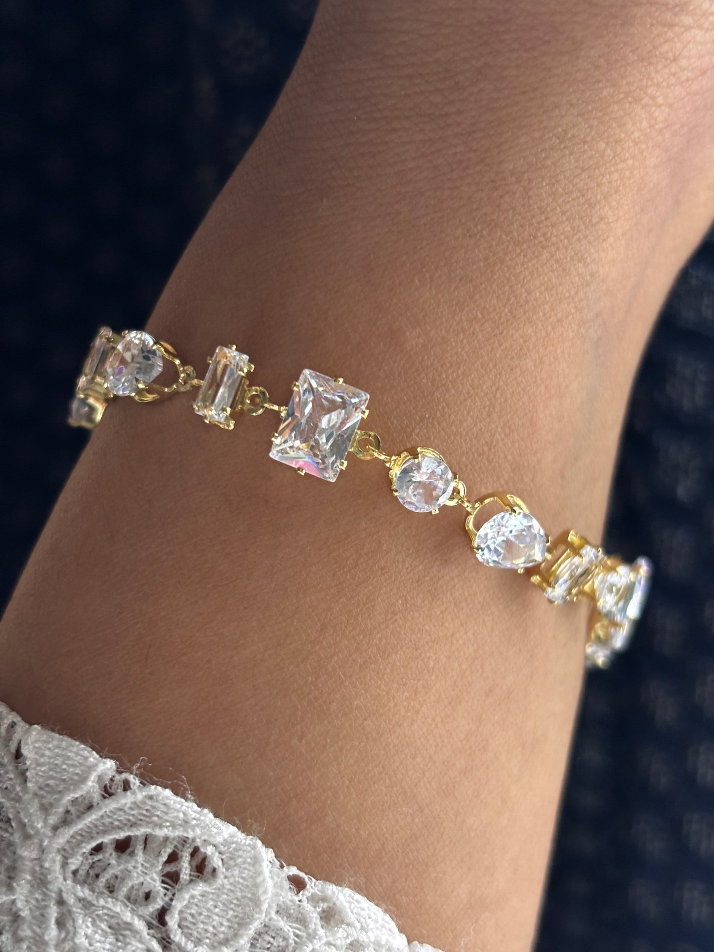 Viral Crystal Bracelet | Brand Inspired Anti Tarnish Gold Plated