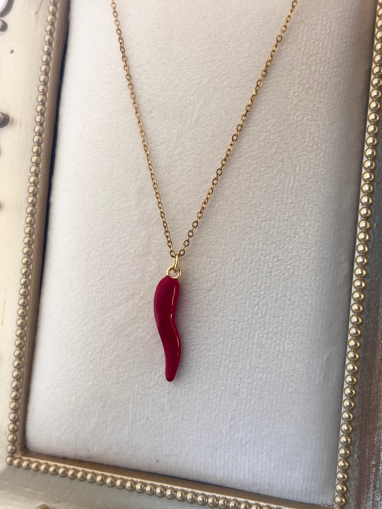 Hot Red Chilly Pendant Necklace | 18kt Gold Plated Non Tarnish