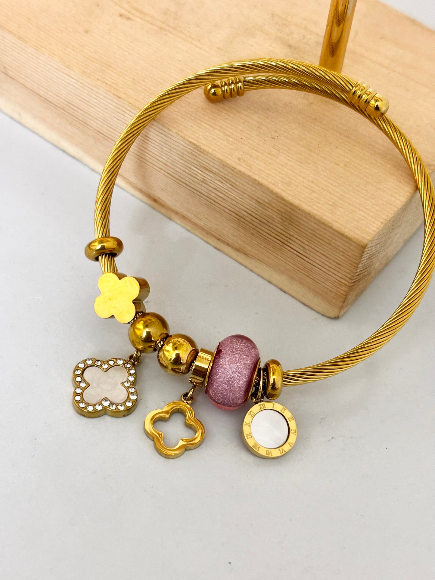 Pandora Style Clover Charm Bracelet