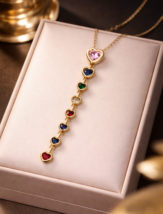 Viral Golden Multicolor Heart Drop Necklace