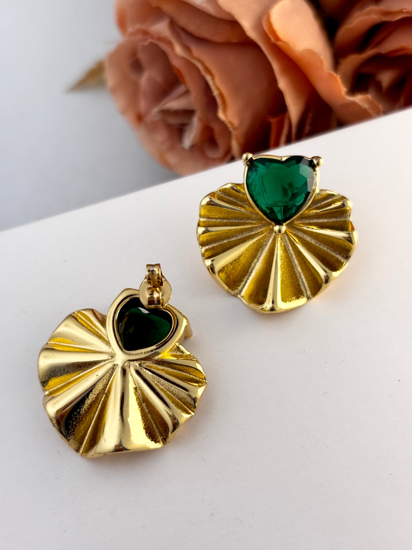 Amara Emerald Statement Earrings | 18kt Gold Plated