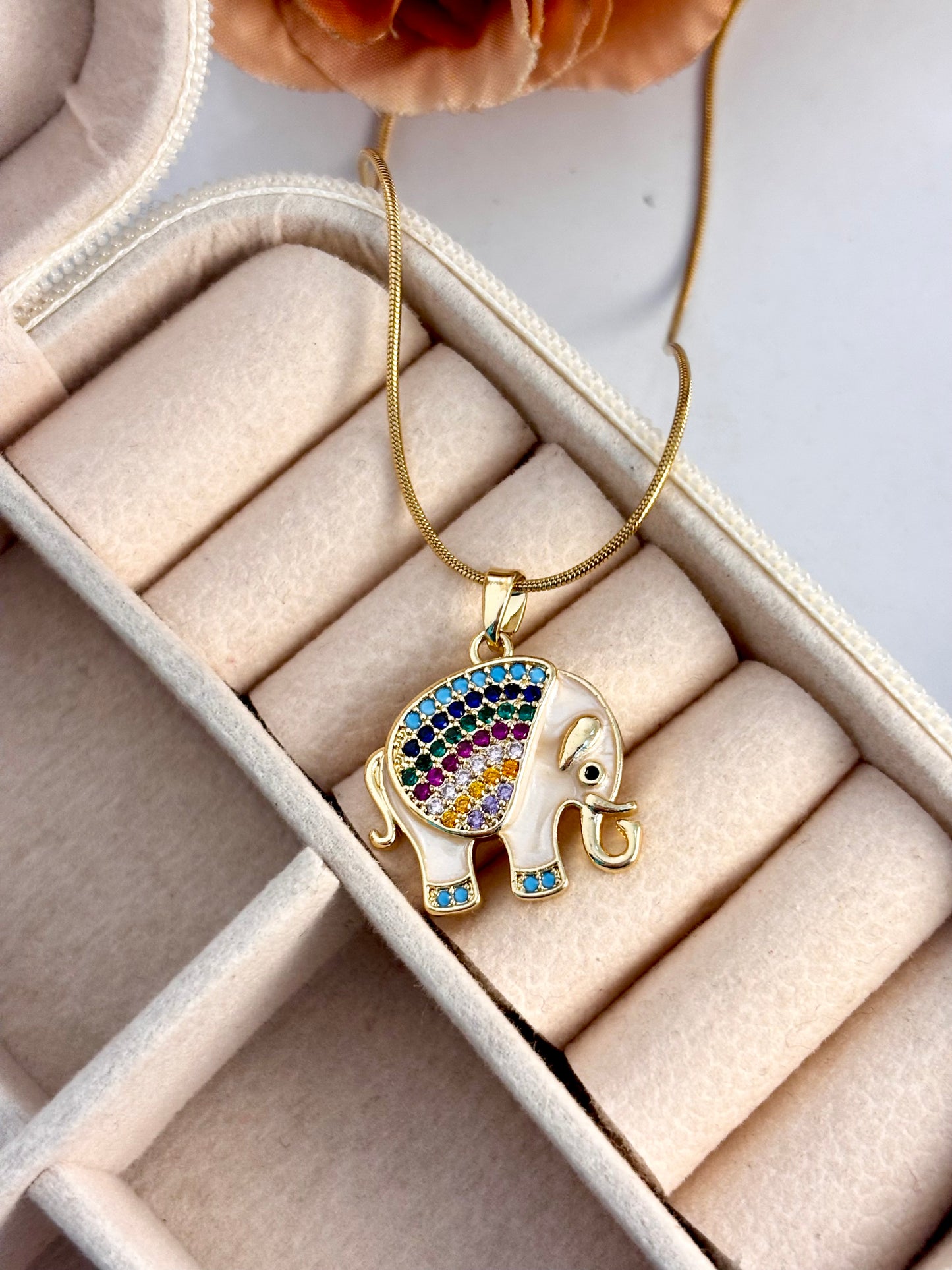 Tiny Tusker ~ Enamel Elephant with Zircons | Pinteresty Gold Plated Non Tarnish