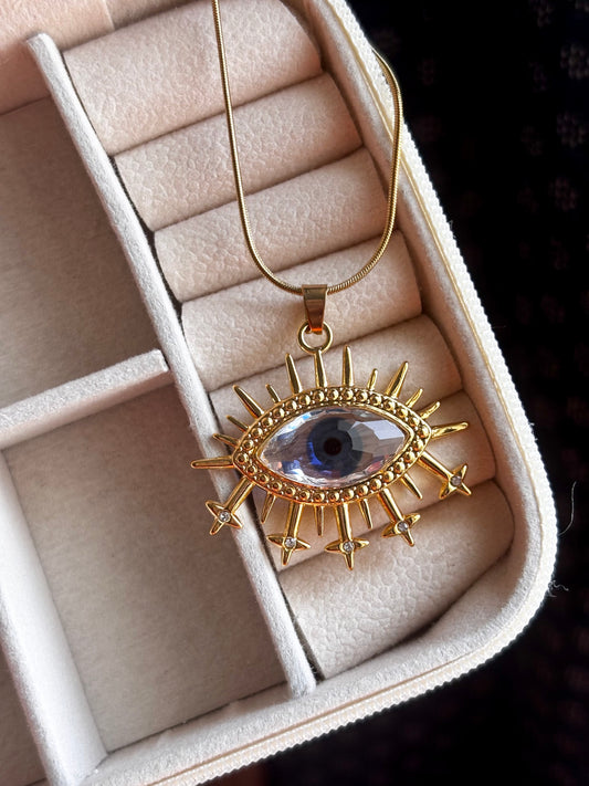 18kt Gold Plated Evil Eye Crystal Necklace