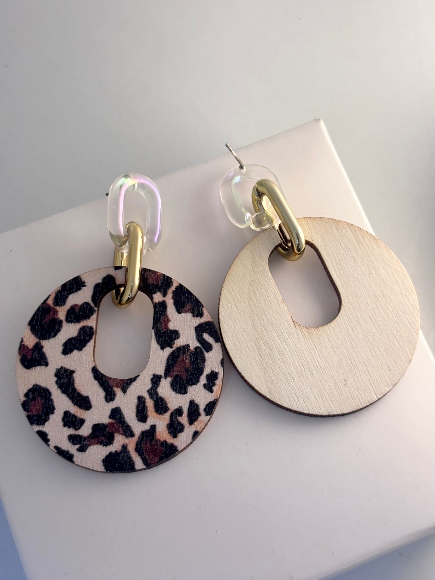Savannah Luxe Open Circle Animal Print Statement Earrings