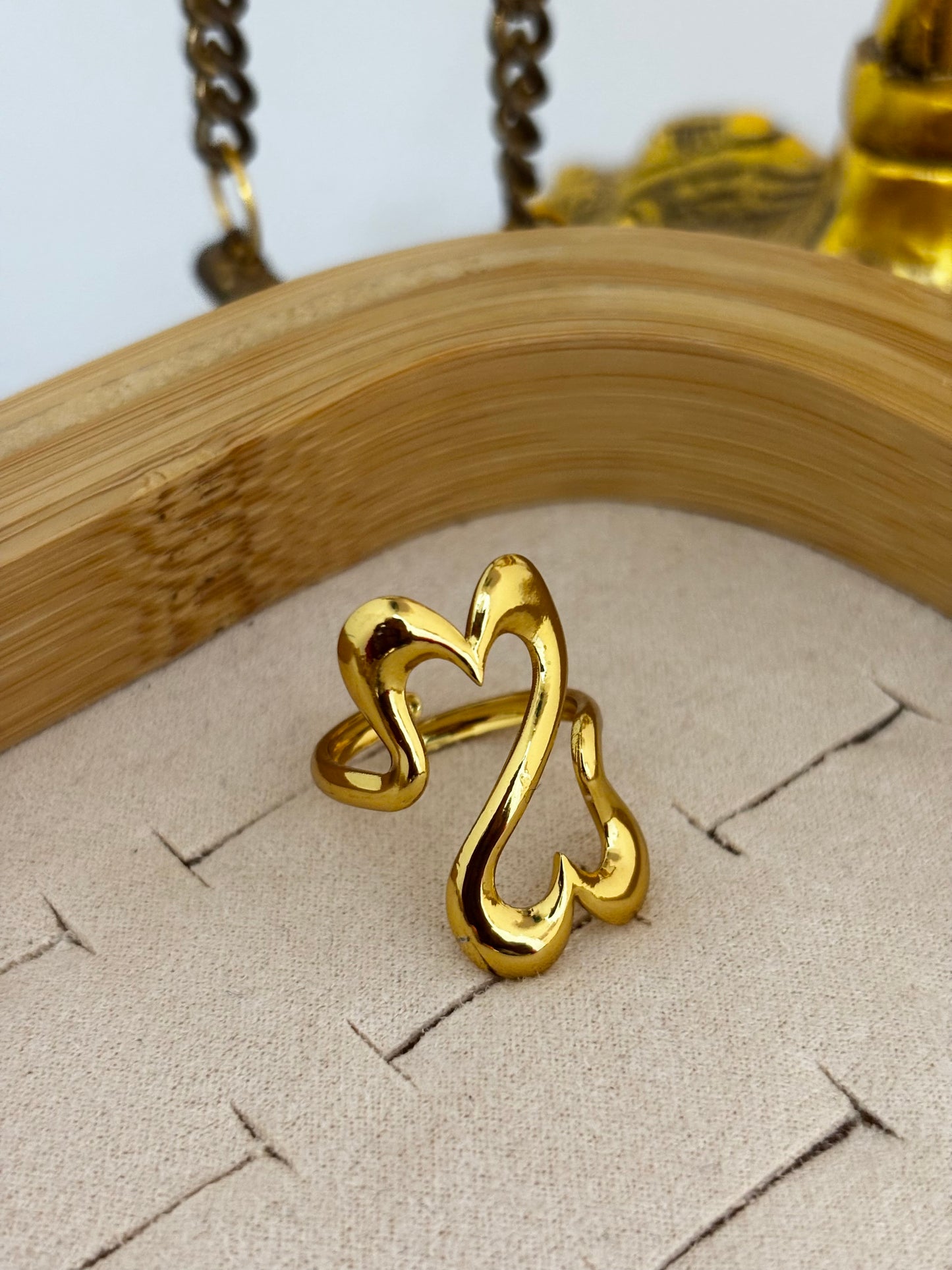 Gold Open Heart Statement Ring for Women