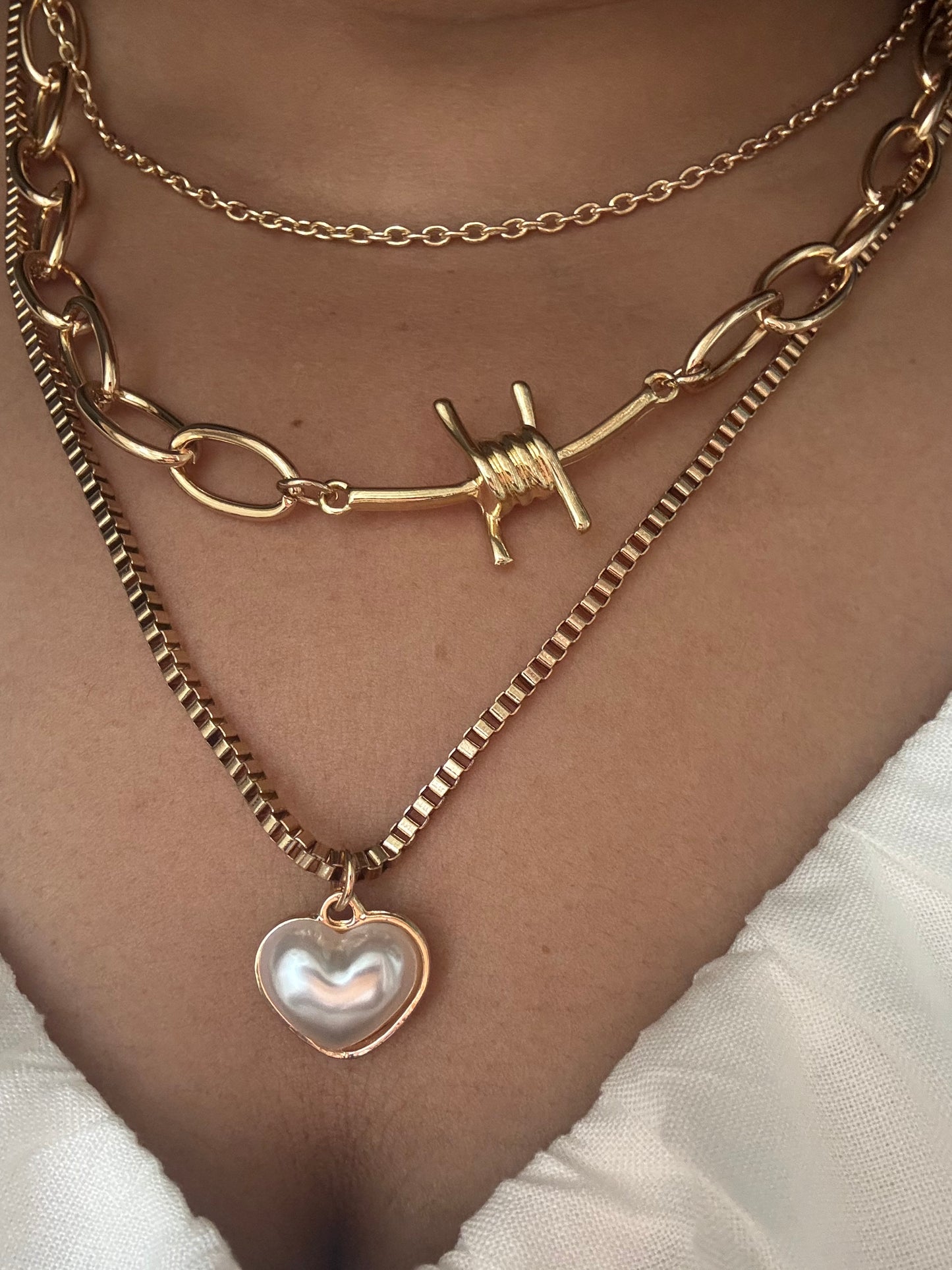 Pearl Hearted Multilayered Necklace | Anti Tarnish Luxe Chunky Necklace