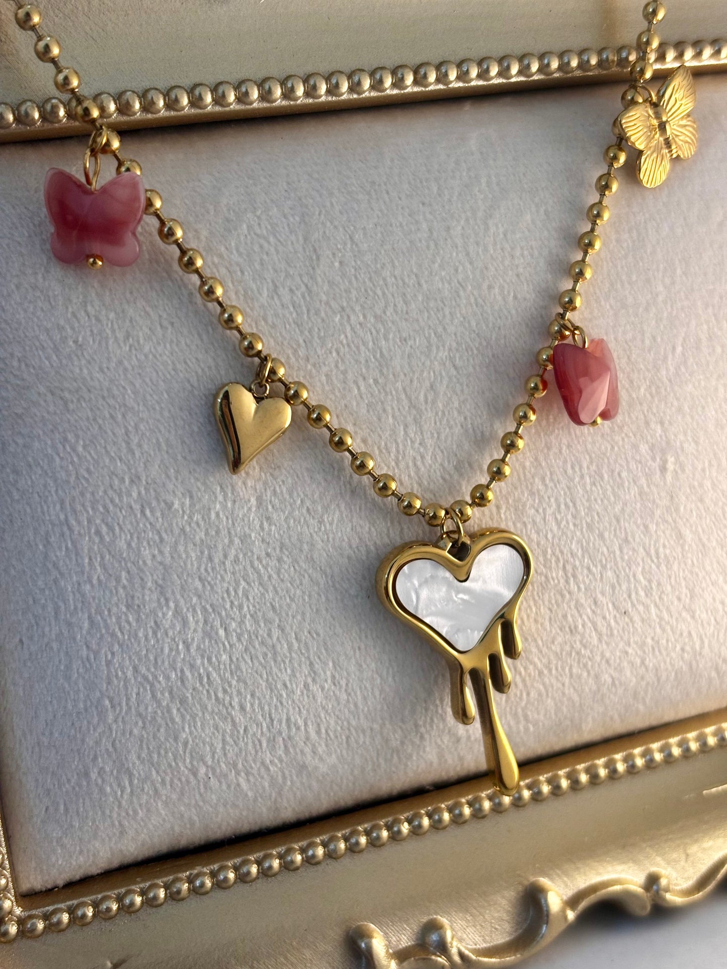 Melted Heart with Charms | Gold Plated Necklace