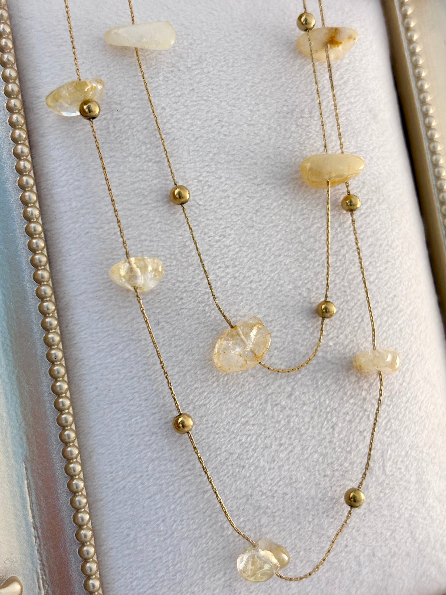 Golden Pebbles Two Layered Necklace | 18k Gold Plated