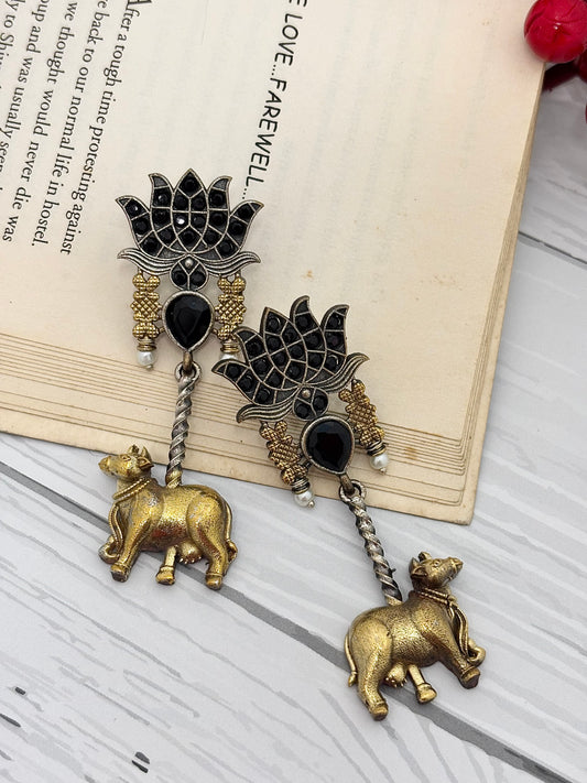 Nandini Dual Tone Earrings (Black)