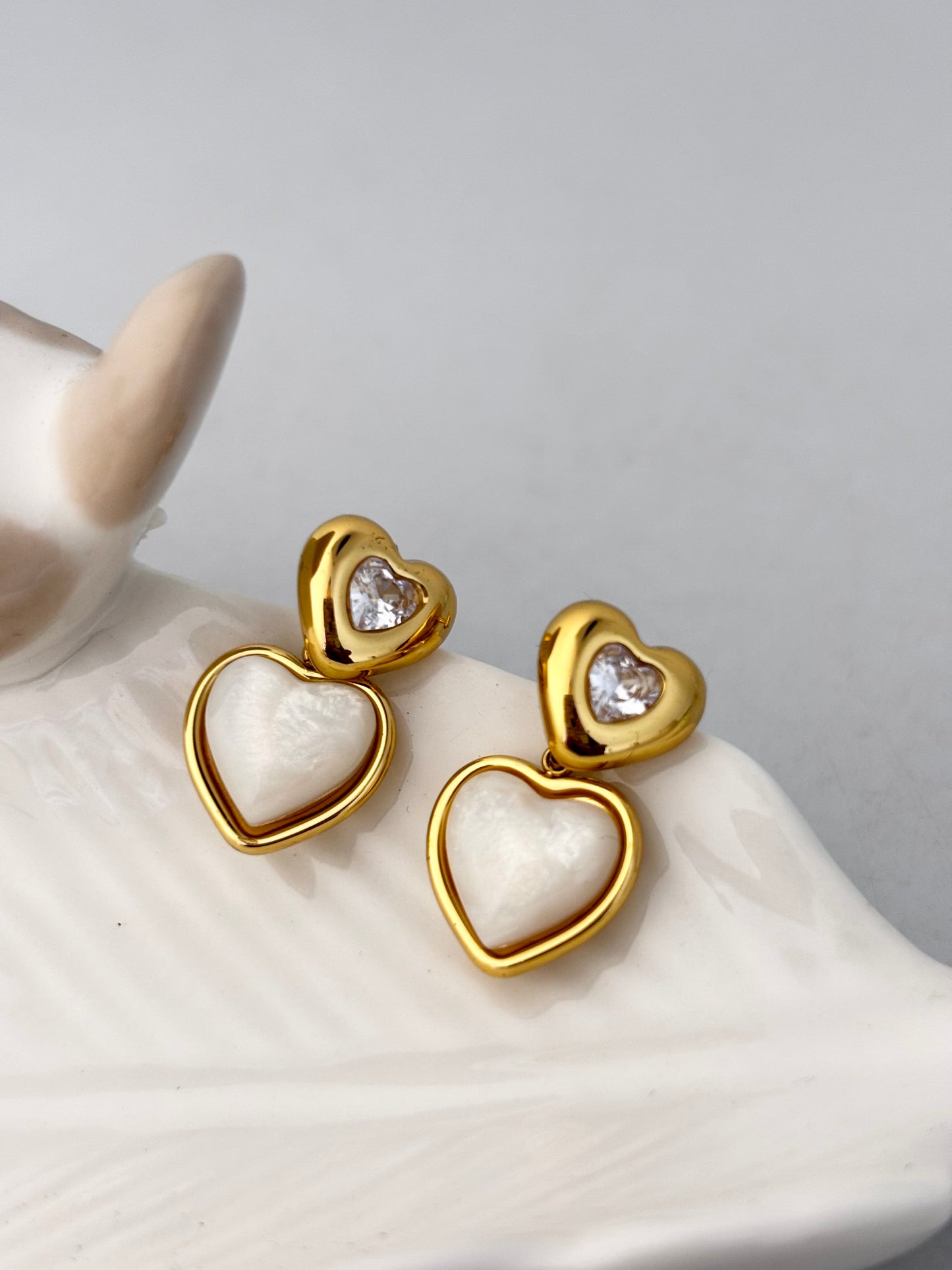 Cupid Heart Pearl Drops | Anti Tarnish Gold Plated Earrings
