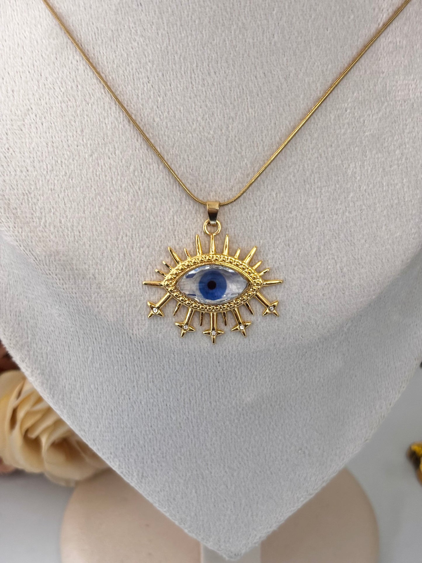 18kt Gold Plated Evil Eye Crystal Necklace