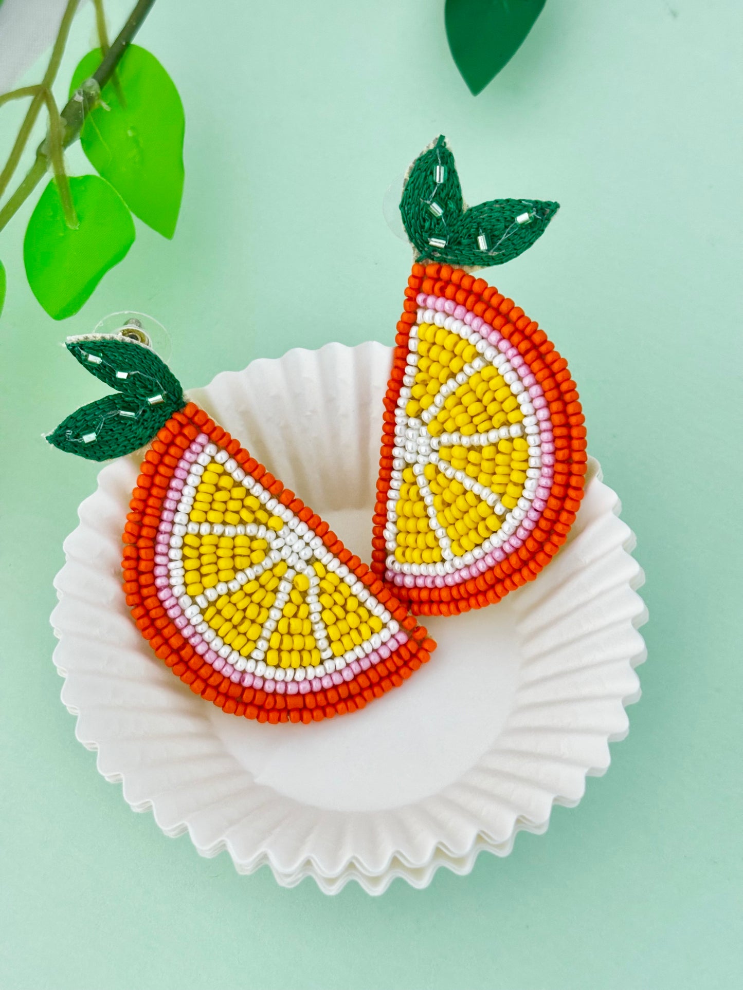 Orange Beaded Earrings