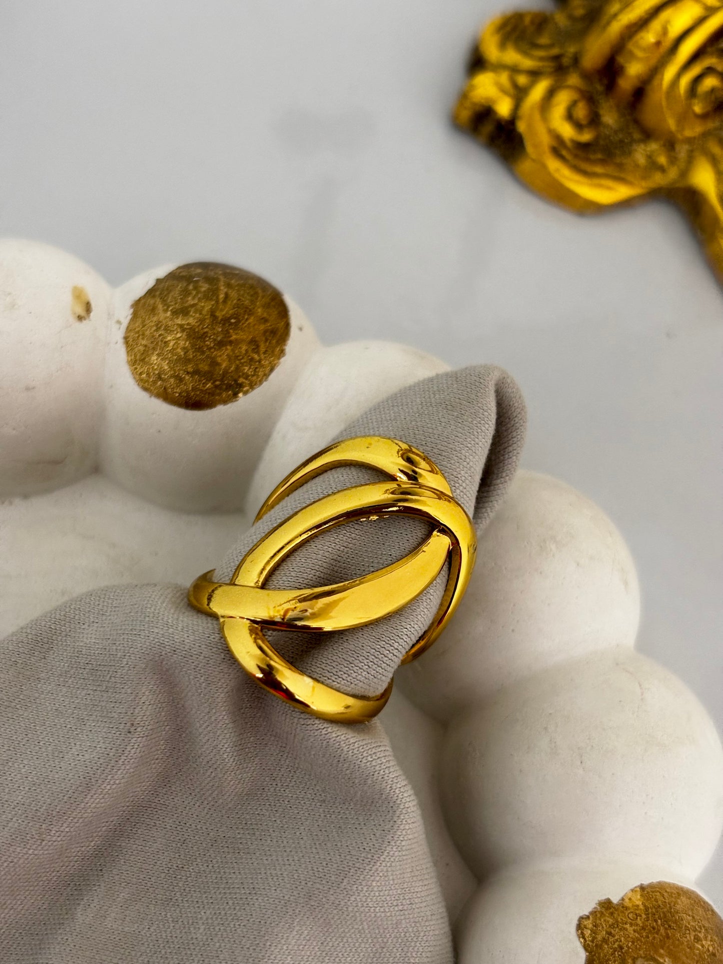 Abstract Overlapping Gold Ring for Women