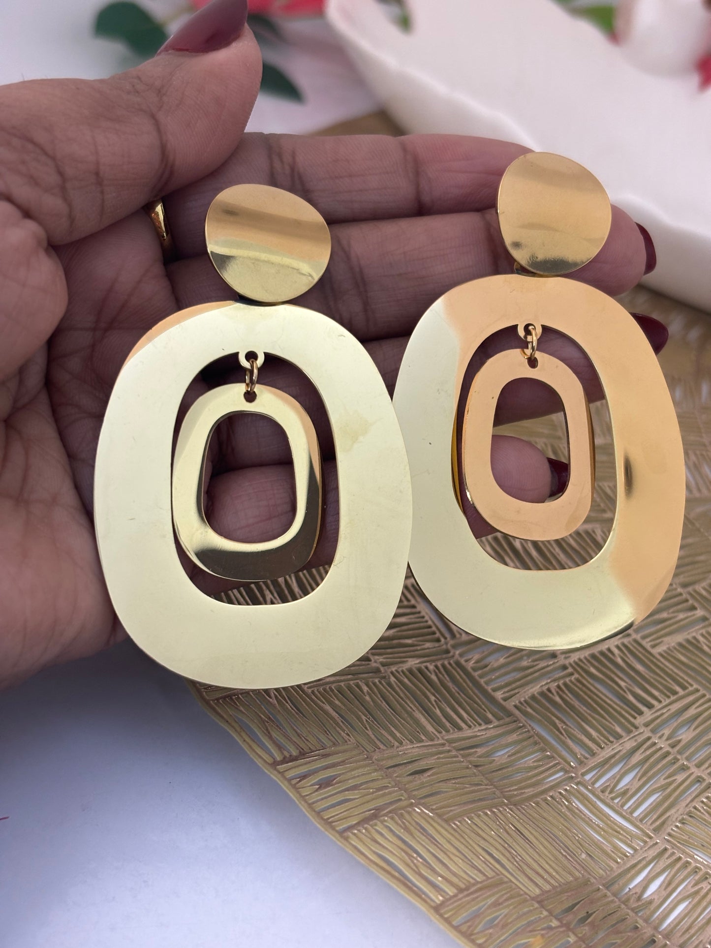 Chunky Gold Geometric Statement Earrings