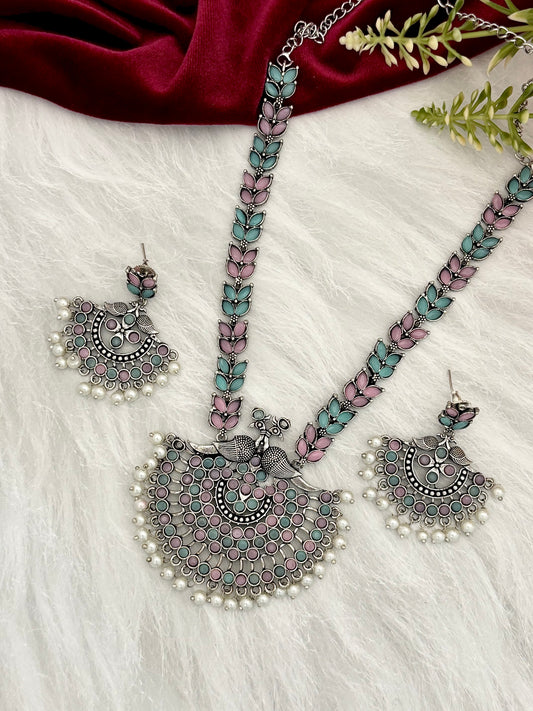 Charvi Necklace (Pink-Blue)