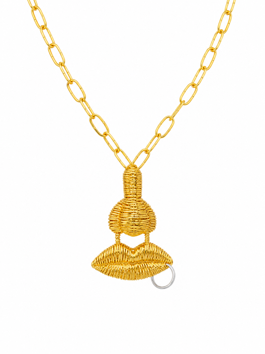 Gold Abstract Face Pendant Necklace | Gold Plated Non Tarnish
