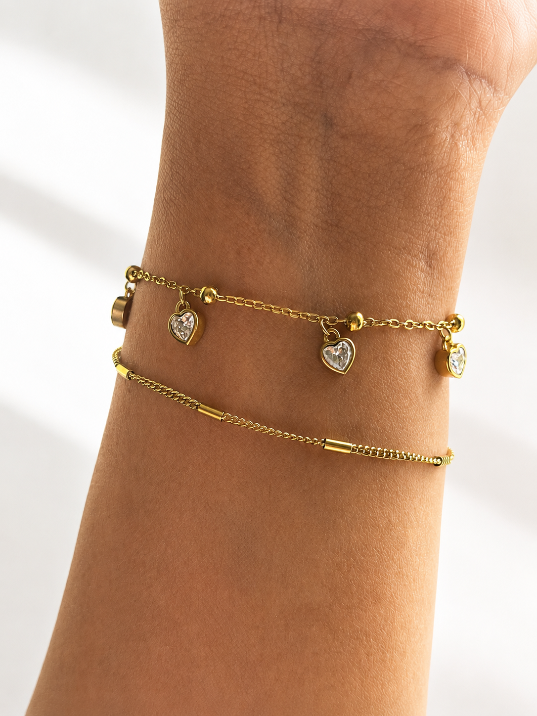 Heart Strings Double Layered Bracelet | 18k Gold Plated