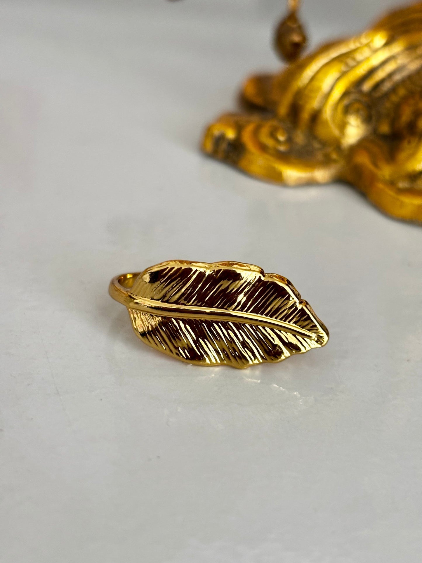 Golden Leaf Ring | Anti Tarnish Gold Plated