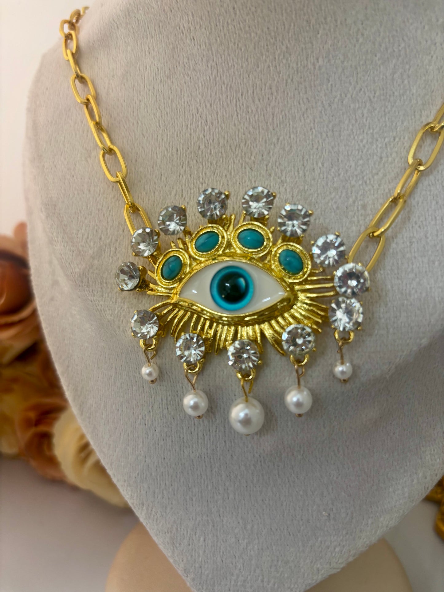Eyevora Evil Eye Necklace | Gold Plated | Statement | Chunky