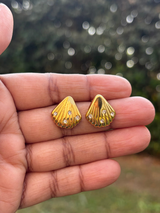 Golden Seashell Studs