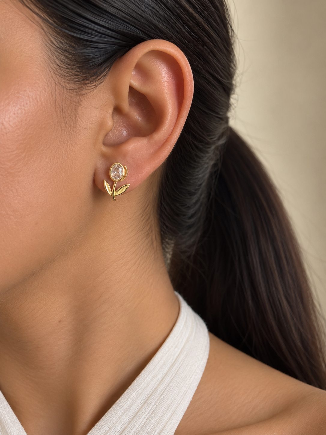 Little Tulip Stud Earrings | Gold Plated Stainless Steel