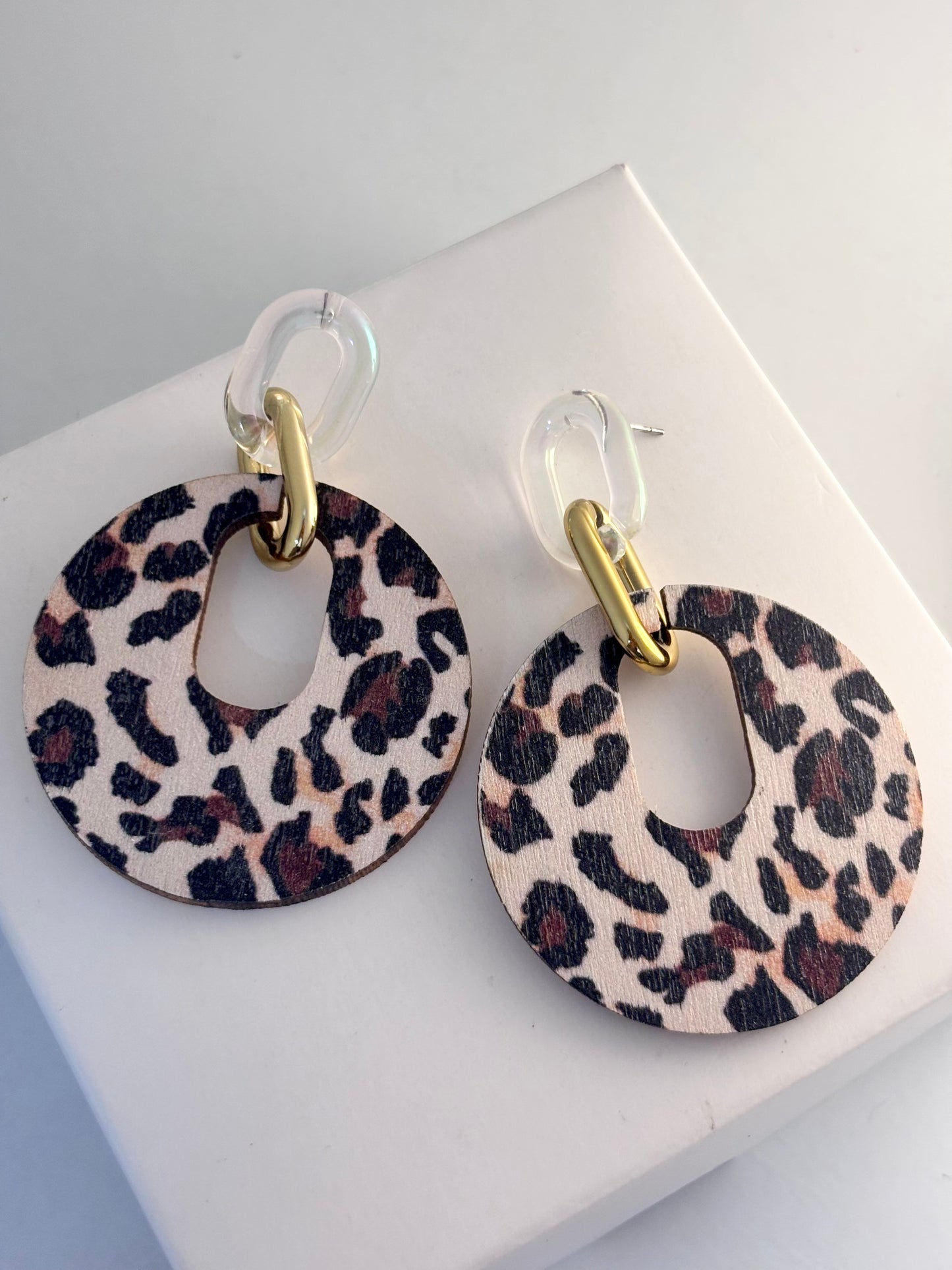 Savannah Luxe Open Circle Animal Print Statement Earrings
