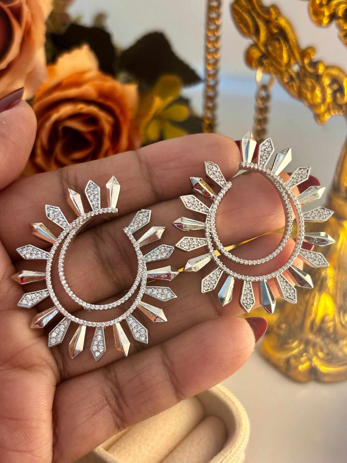 Smokestar Light Silver Shade Nano AD stonework Earrings | Wedding & Party