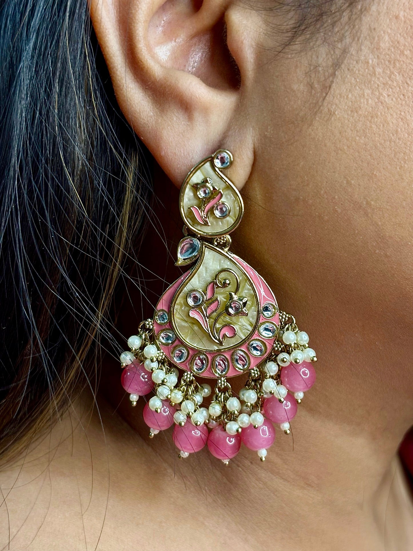 Gulnaar Jhumkas (Pink)