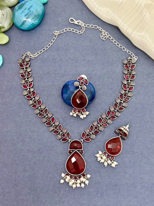 Aaradhya Necklace Set (Red)