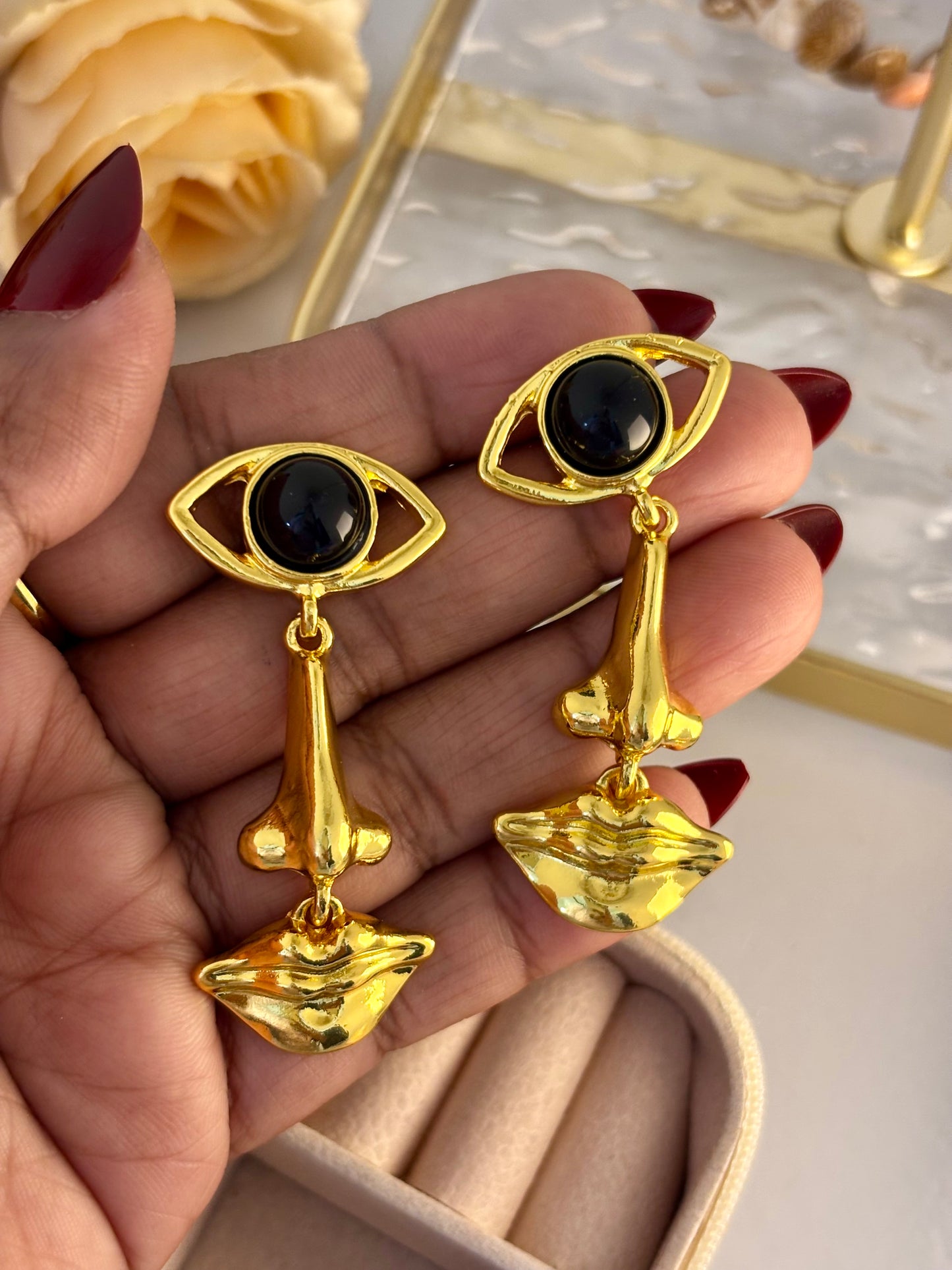 Nazar Palat ~ Abstract Face Statement Earrings