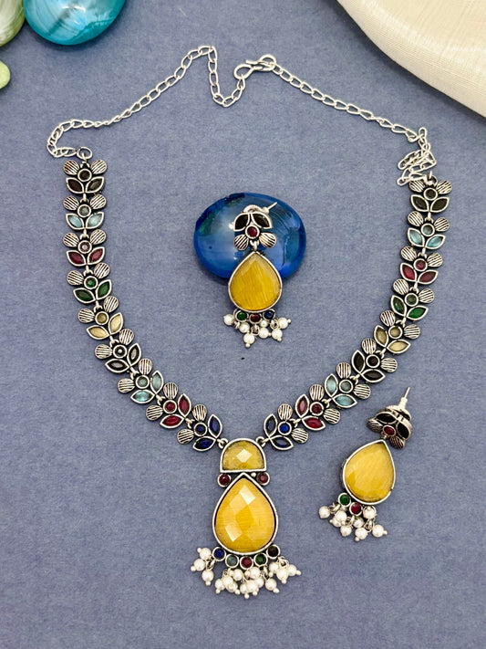 Aaradhya Necklace Set (Yellow)