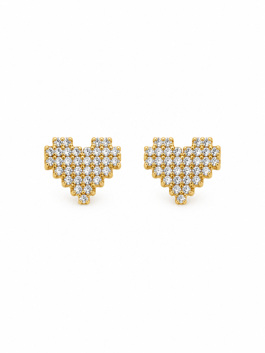 Shimmer Hearts Stud Earrings | Gold Plated Stainless Steel