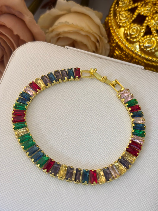 Multi coloured Tennis Baguette Bracelet