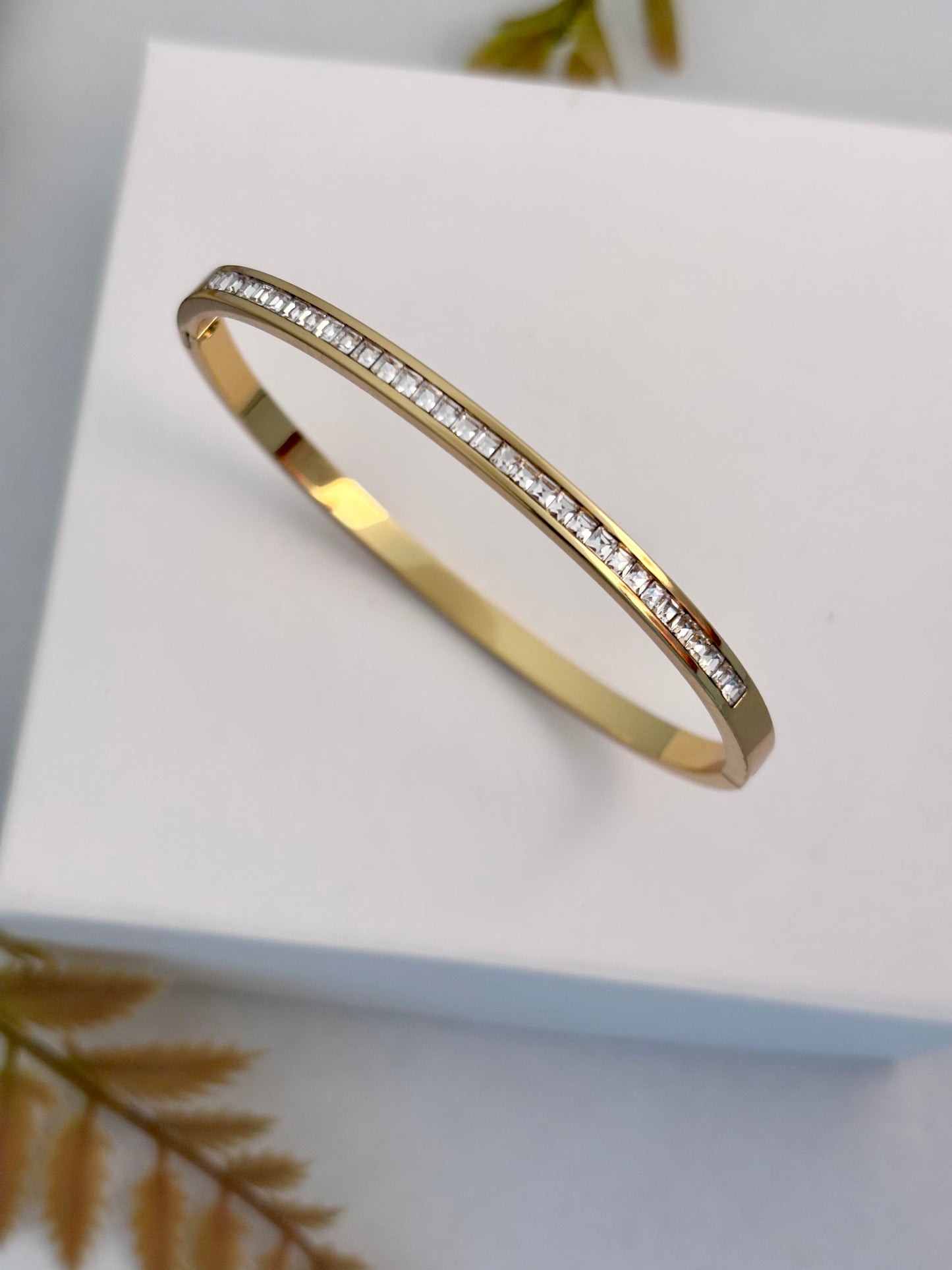 Monaco Crystal Bangle Bracelet | 18kt Gold Plated
