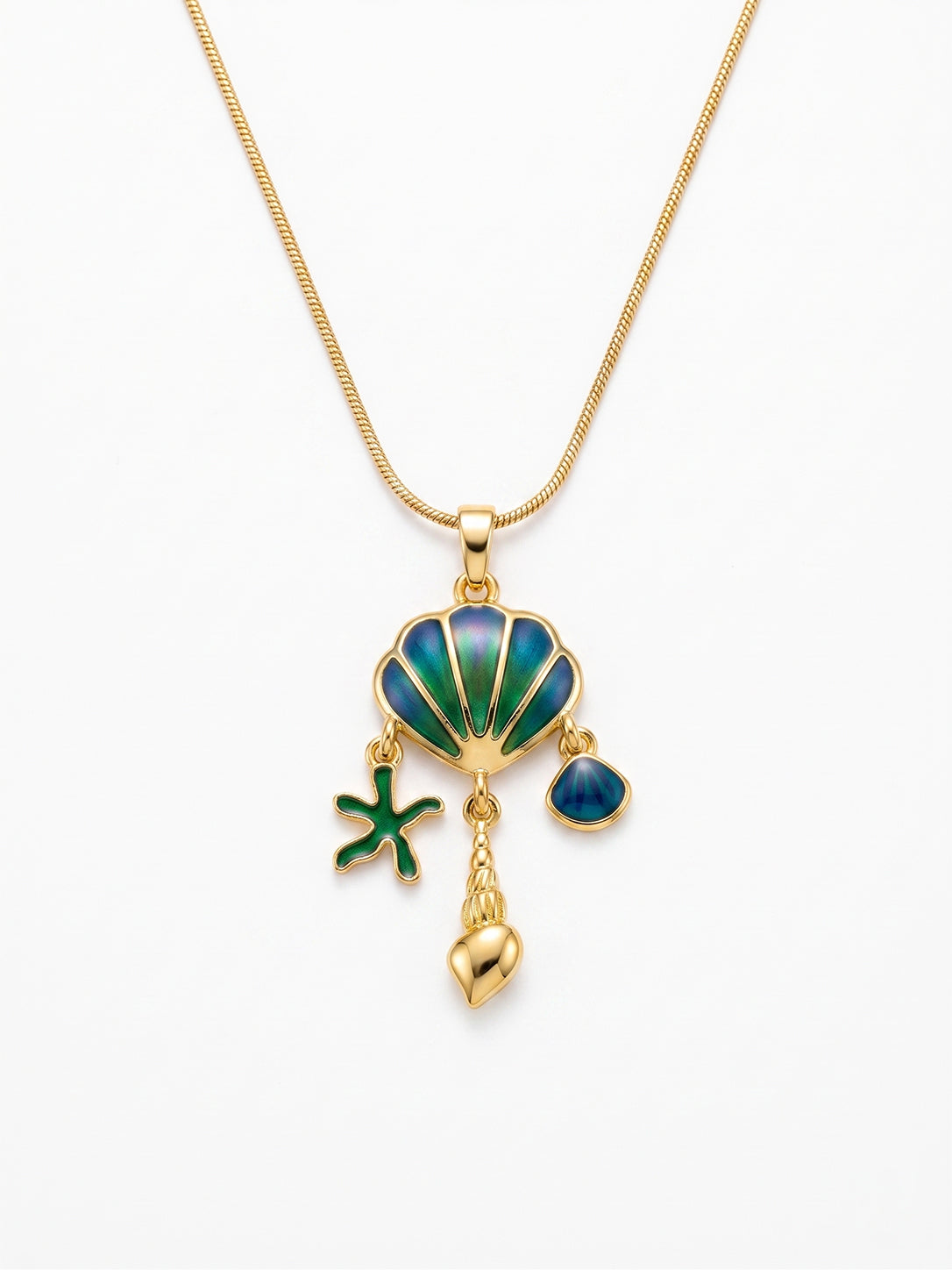 Ocean Shell Charm Gold Pendant Necklace