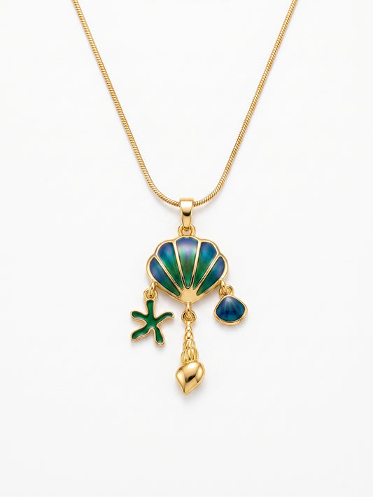 Ocean Shell Charm Gold Pendant Necklace