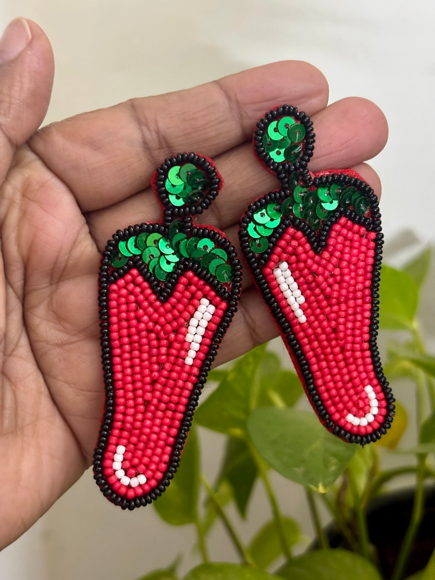 Hot Mirchi Handmade Beaded Earrings