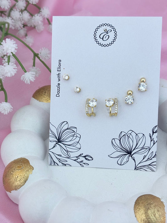 Golden Glitz Earring Set