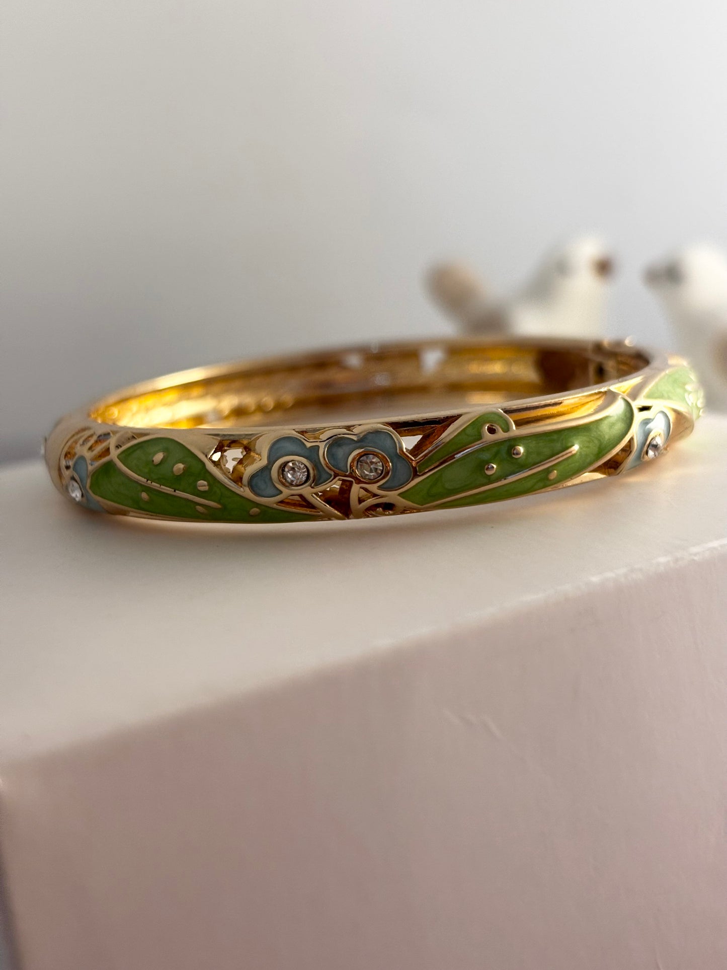 Parrot Green Flower Meenakari Kada Bracelet
