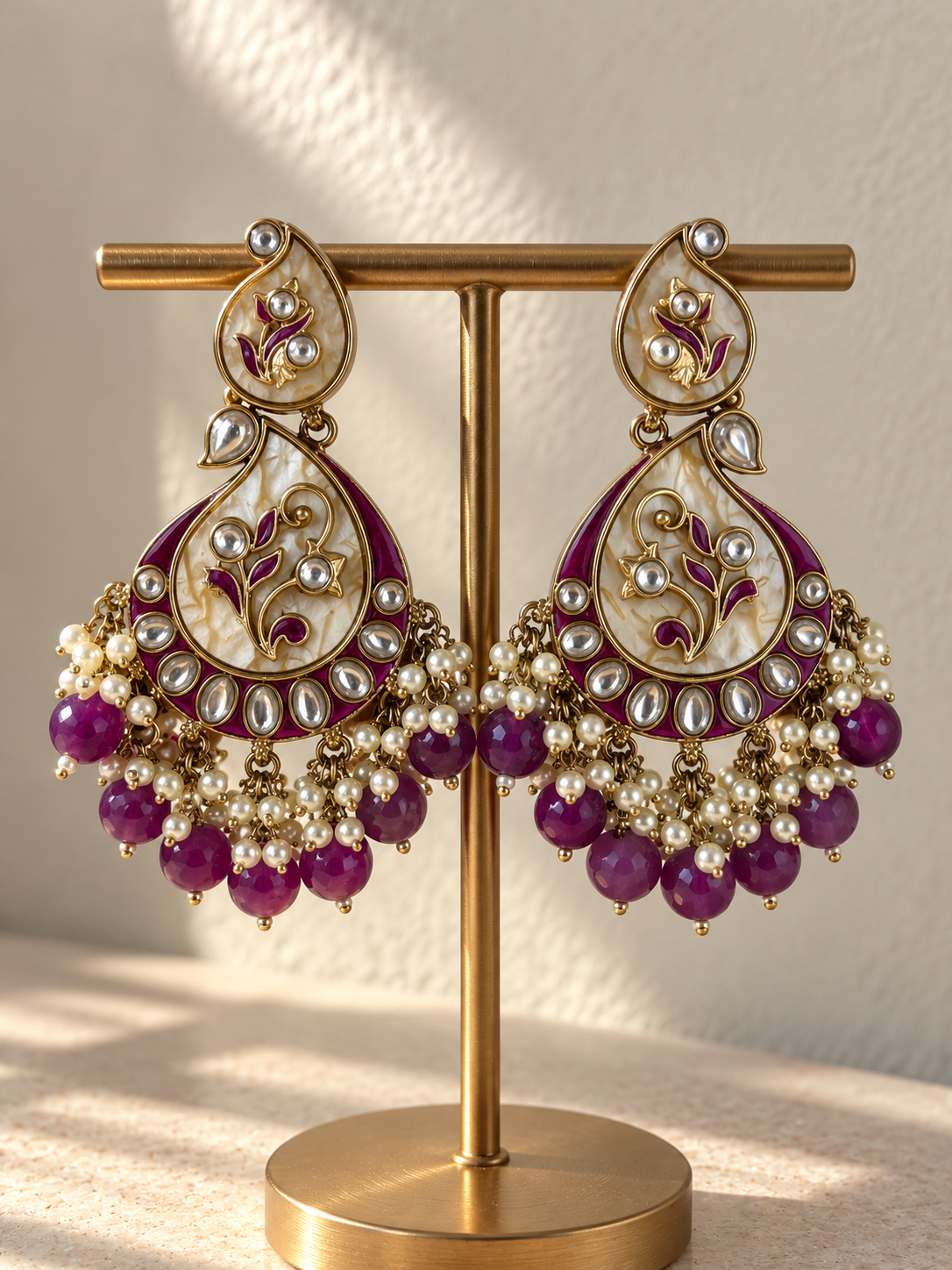 Jheelkamal Ethnic Jhumka (Purple)