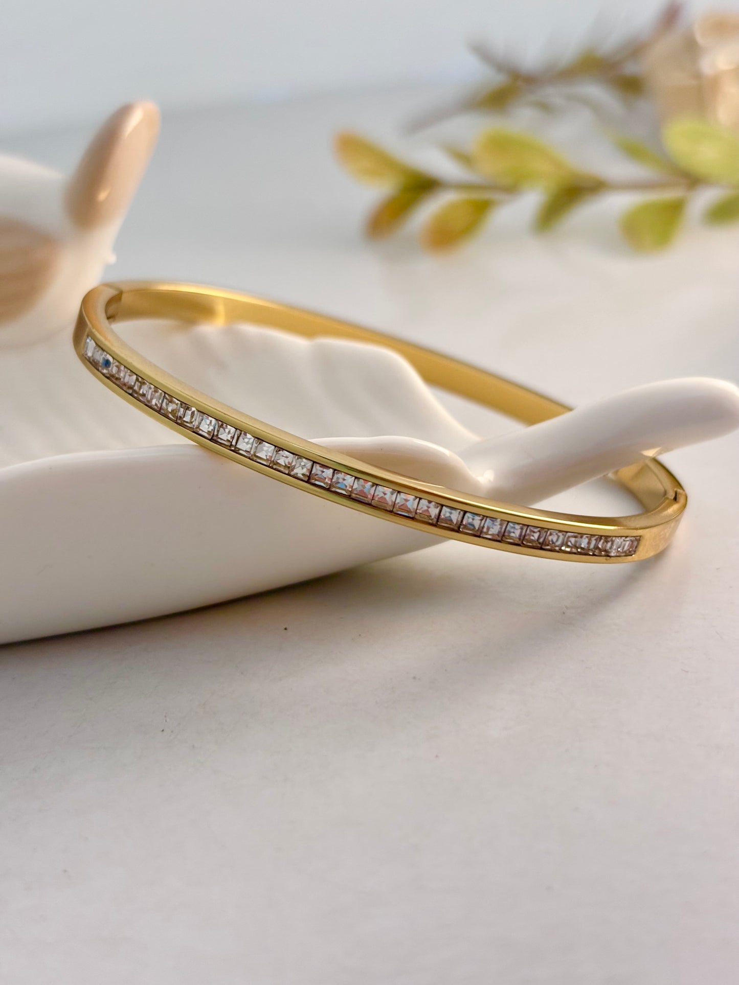 Monaco Crystal Bangle Bracelet | 18kt Gold Plated